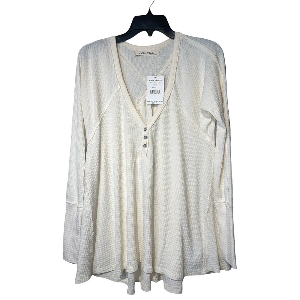 Free People White Long Sleeve Henley Top - Picture 5 of 11
